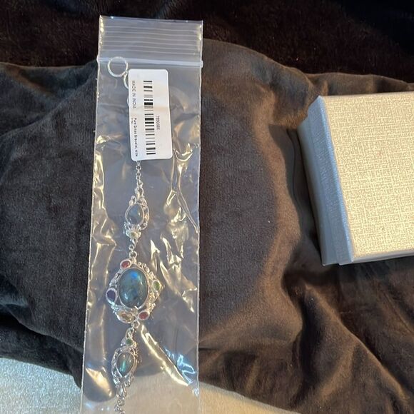 Karis Malagasy Labradorite Multi Gemstone Clelestial Garden Bracelet, Platinum - Picture 13 of 17